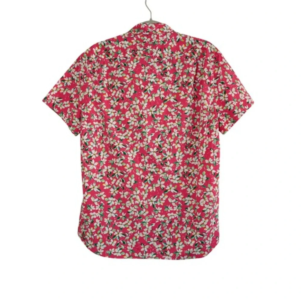 J. Crew Men's Pink Floral Large‎ Slim Flex Washed Short Sleeve Button Down Shirt